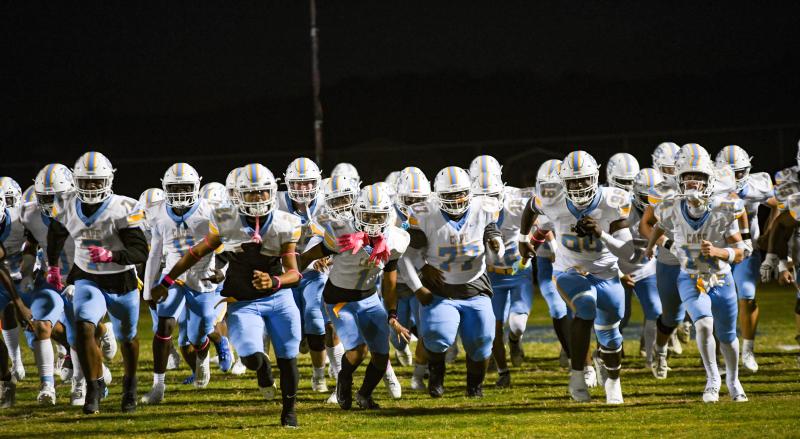 Cape football takes the field at Sussex Central. The 2023 Vikings won nine games and advanced to state final for first time in 39 years. DAVE FREDERICK PHOTO
